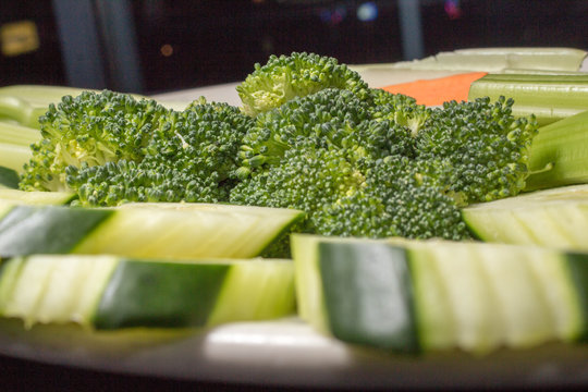 Close Up Cucumber and Broccoli