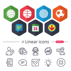 Sport balls. Volleyball, Basketball, Soccer.