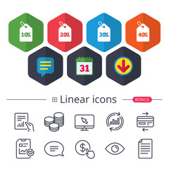 Sale price tag icons. Discount symbols.
