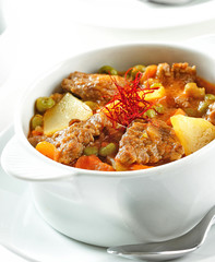 Beef stew with potatoes and saffron