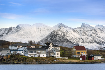 Fototapeta na wymiar Sommaroy, a populated island located about 36 kilometres west of the city of Tromso in the western part of Troms county, Norway.