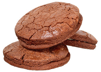 Appetizing chocolate chip cookies isolated