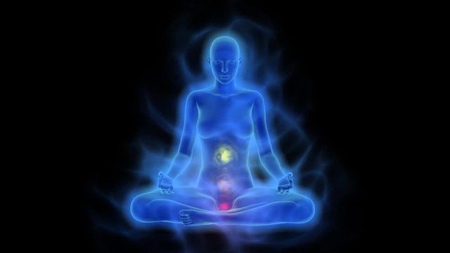 Aura, chakra activation, enlightenment of mind in meditation