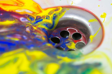 Art paint color flow in the kitchen sink