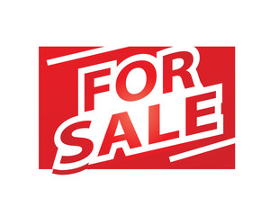 for sale sign with white outlines,  isolated on white background. 