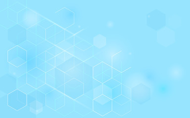 Abstract blue hexagons technology concept background. Space for your text