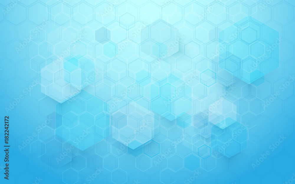 Poster Abstract technology digital hi tech hexagons concept background. Space for your text