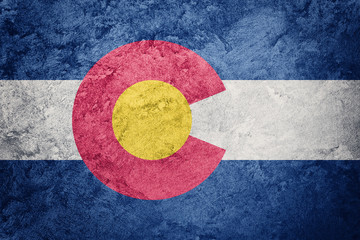 Grunge Colorado state flag. Colorado flag background grunge texture.