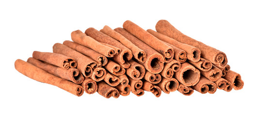 Isolated cinnamon on white background.Cinnamon sticks.Spices for coffee.	