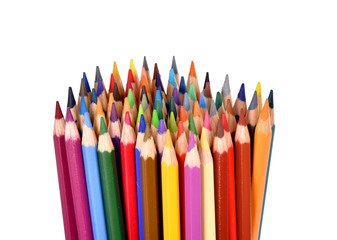 School items. Stationery.Isolated pencils. Colored pencils.