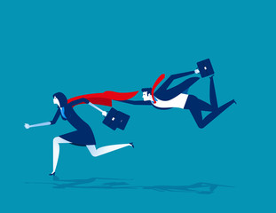 Fototapeta premium Super leader for business team. Concept business vector illustration. Flat character style.