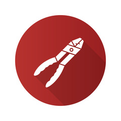 Combination pliers flat design long shadow glyph icon