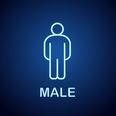 Male silhouette neon light icon