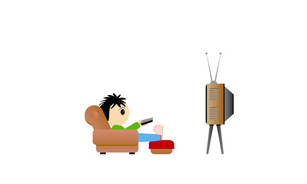 The person watching television