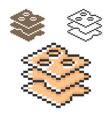 Pixel icon of cheese cuts in three variants. Fully editable