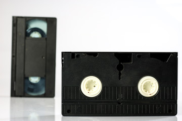 Old good video cassettes. Dusty family recordings on solid data carriers,