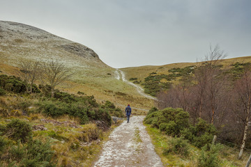 Obraz premium A man walking in Scotland wilderness