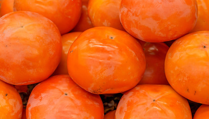 Persimmon closeup orange sweet at market