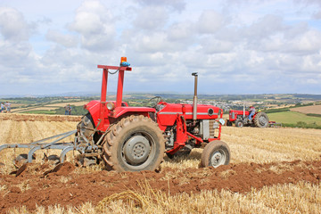 Vintage tractor and plough