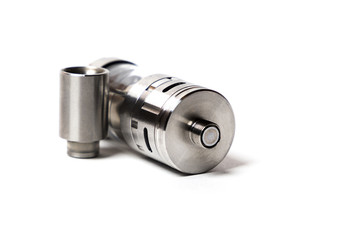 devices and accessories for vape and e-cigarette isolated on the white background with copyspace