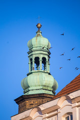 Fototapeta premium Tower of St. Erasmus and Pancras` church in Jelenia Gora, Poland