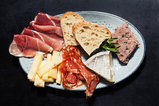 Food tray with charcuterie assortment