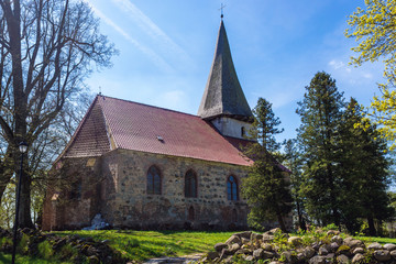 Fototapeta na wymiar Church in Lacko, small village near Baltic Sea coast in Poland