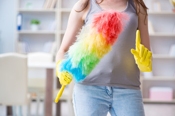 Woman doing cleaning at home