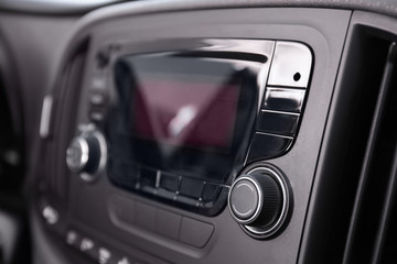 Obraz na płótnie Canvas Modern car radio, closeup