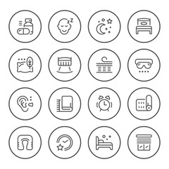 Set round line icons of sleep