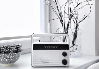 Retro radio on table