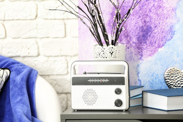 Retro radio on table