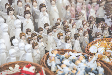 Christmas handmade decorations at a Christmas market in Cracow, Poland.