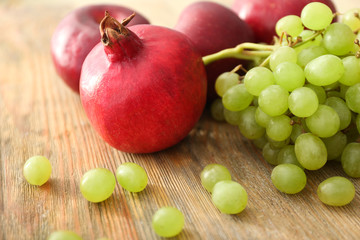 Fresh fruits on wooden table