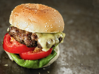 rustic american hamburger
