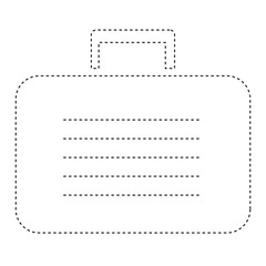 Flat Line Uncolored Business Suitcase Sticker Over White Background