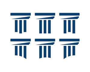 Simple Line Art Strong Law Pillar Symbol Logo Set