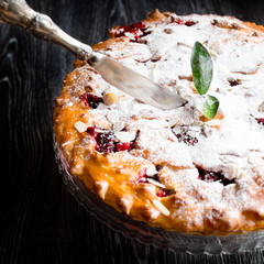 Homemade Cherry pie with almond, vertical