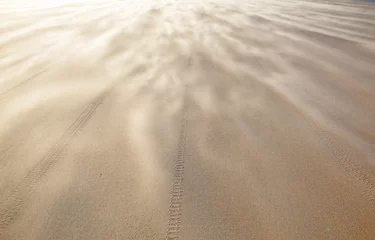 Papier Peint photo Lavable Orage Tempête soufflant du sable sur la plage