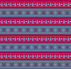  festive  seamless  striped background  with snow flakes and christmas trees print