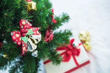 Naklejka na ściany i meble Christmas tree and Christmas decorations