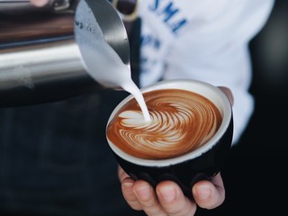 How to make a coffee latte by barista.