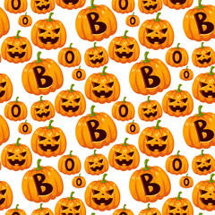 Seamless pattern with halloween pumpkins thanksgiving autumn vector illustration vegetable background.
