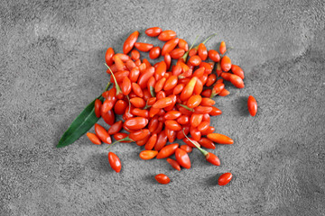 Fresh goji berries on table