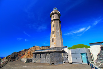 Leuchtturm beim Capelinhos Vulkan auf den Azoren