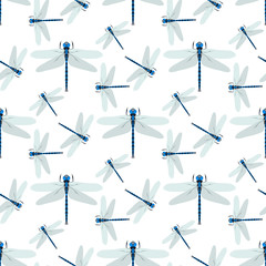 Dragonfly butterflies with abstract decorative seamless pattern background fly present silhouette and beauty nature spring insect decoration vector illustration.