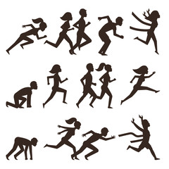 Athletic run man people silhouette jogging summer sport enjoying runner exercising their healthy lifestyle vector illustration