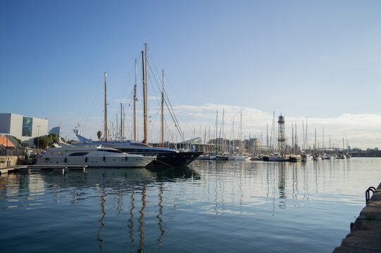 Barcelona Marina with Sailing Boats and Yachts, Spain