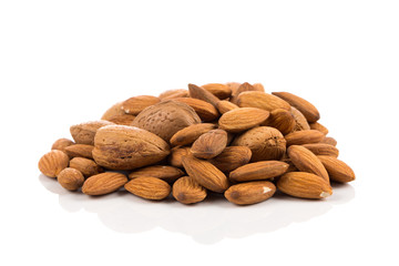 Almonds on a white background