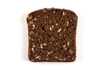 Black bread slice isolated